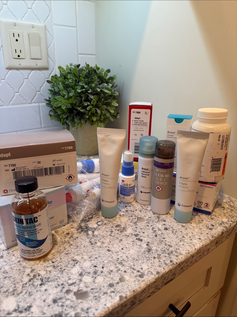 Hollister Coloplast Bundle of Ostomy supplies pastes powers adhesive remover
